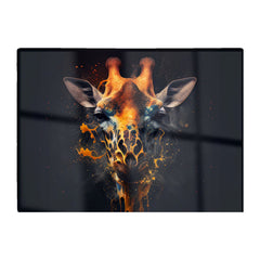 Golden Giraffe Face Splashart Glass Chopping Board