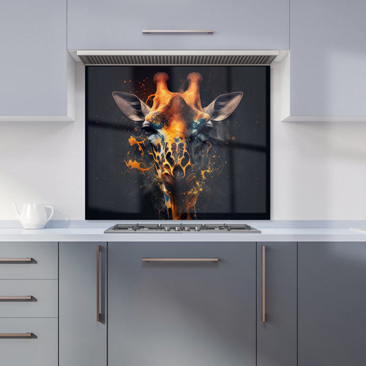 Golden Giraffe Face Splashart Kitchen Splashback