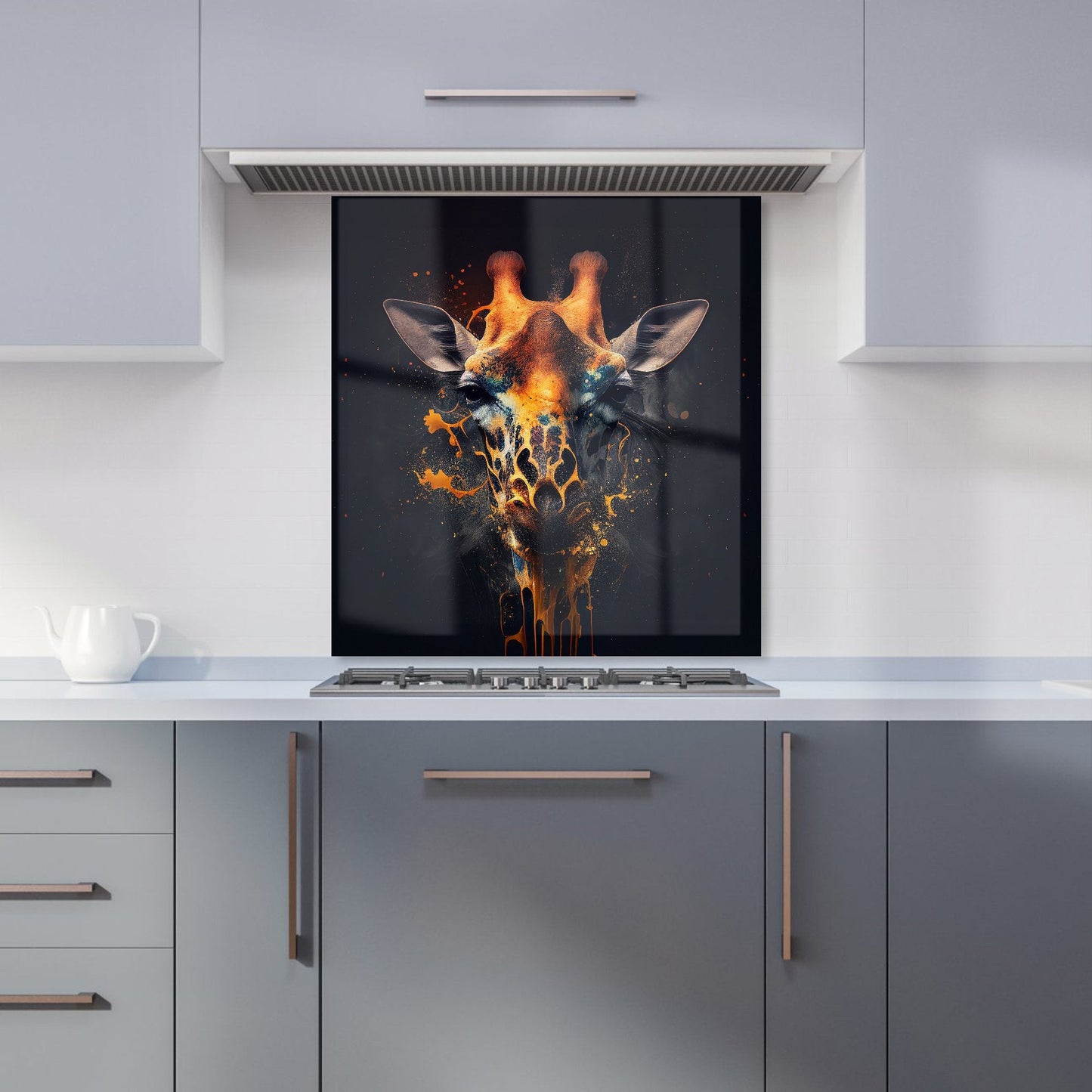 Golden Giraffe Face Splashart Kitchen Splashback