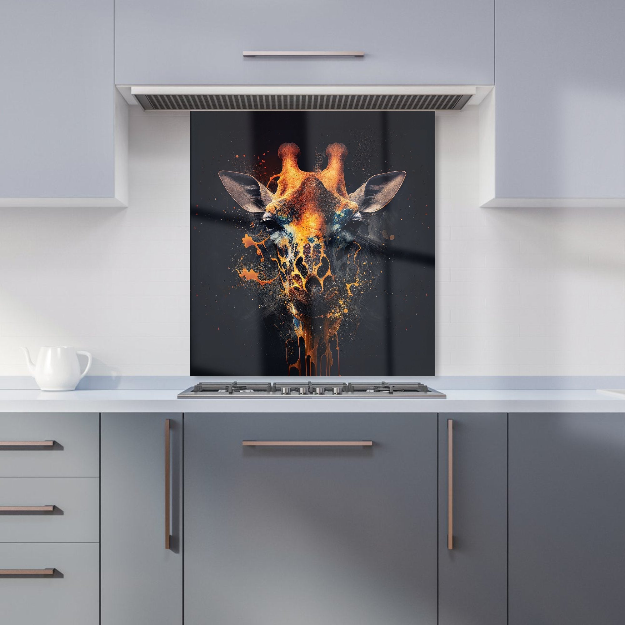 Golden Giraffe Face Splashart Kitchen Splashback