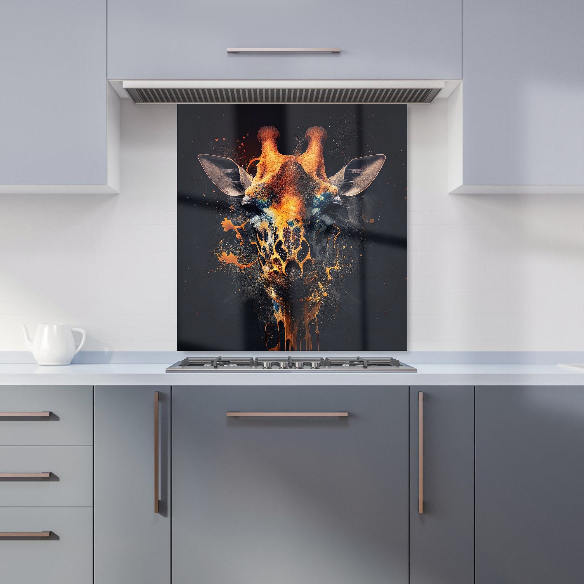 Golden Giraffe Face Splashart Kitchen Splashback