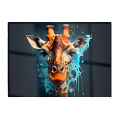 Blue Giraffe Face Splashart Glass Chopping Board