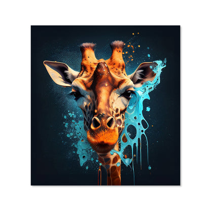 Blue Giraffe Face Splashart Kitchen Splashback