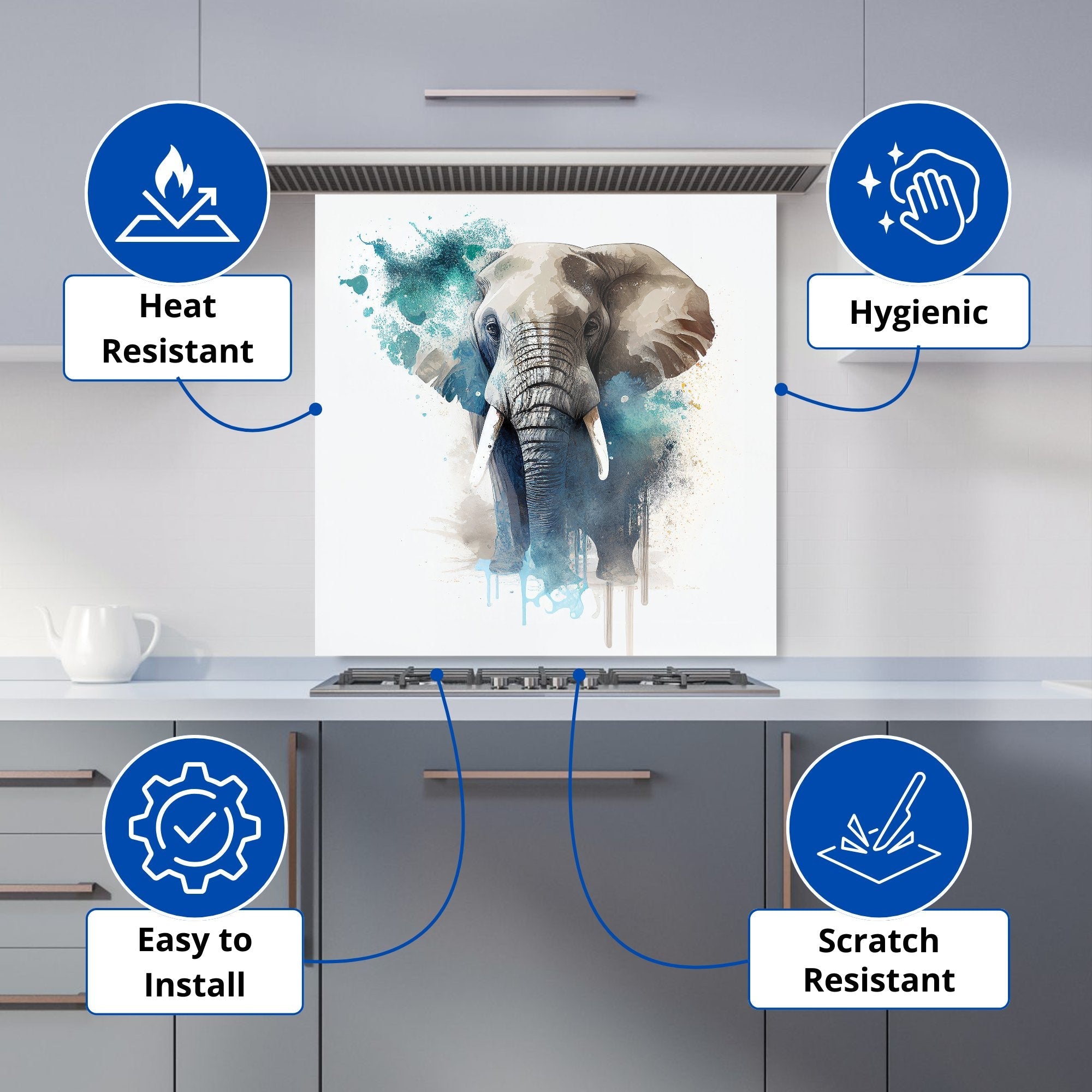 Majestic Elephant Splashart Kitchen Splashback