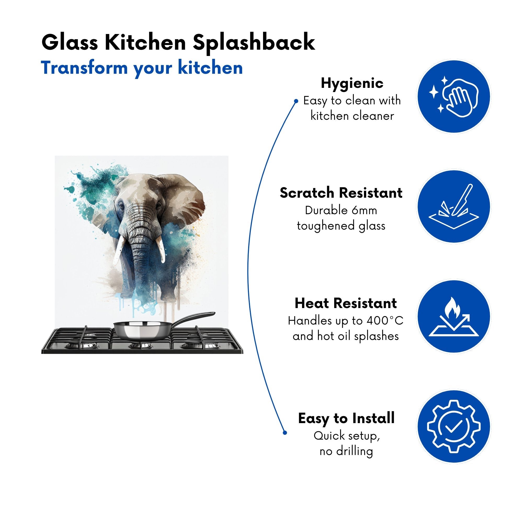 Majestic Elephant Splashart Kitchen Splashback