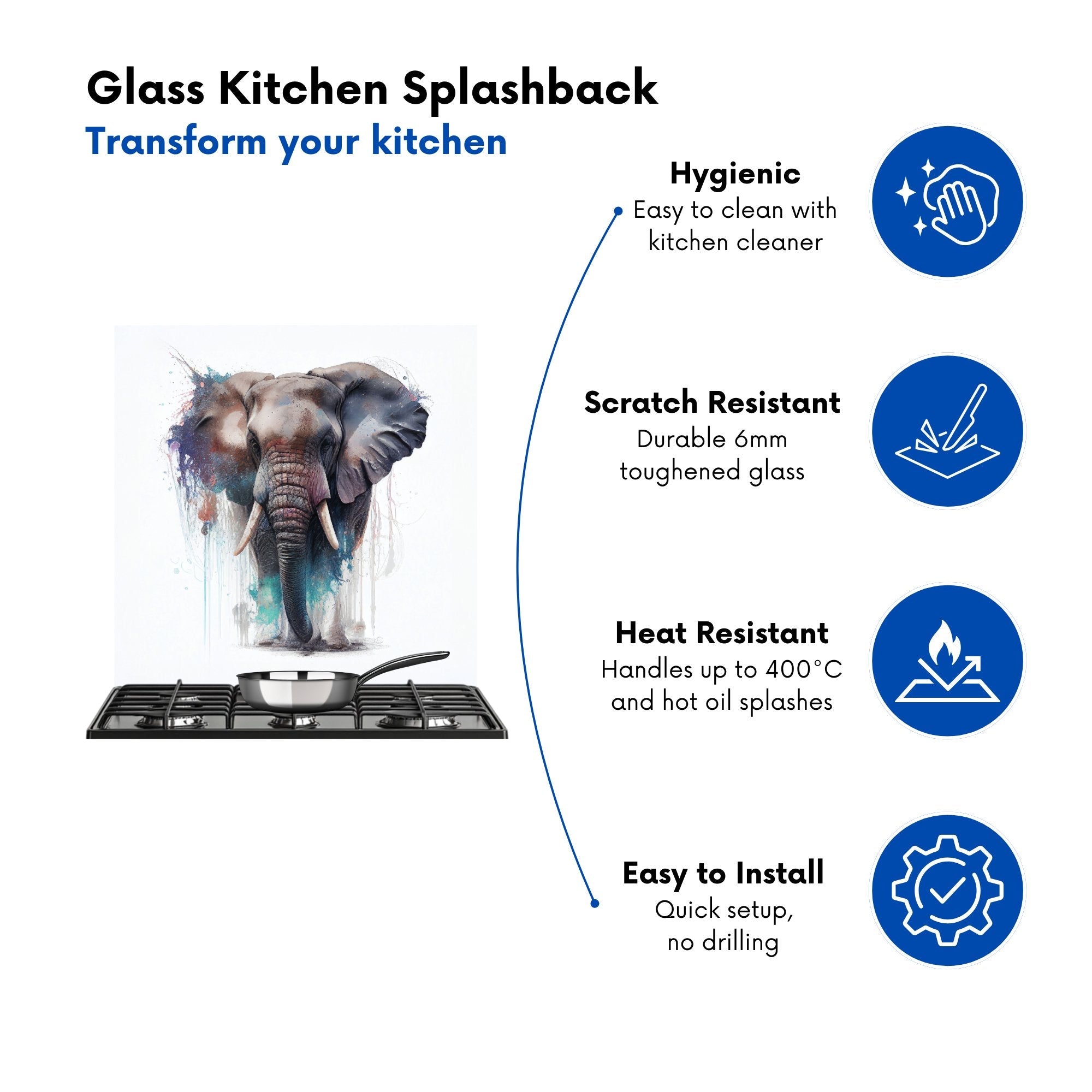 Elephant Splashart Kitchen Splashback