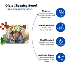 Leapoard Face Splashart Light Background Glass Chopping Board