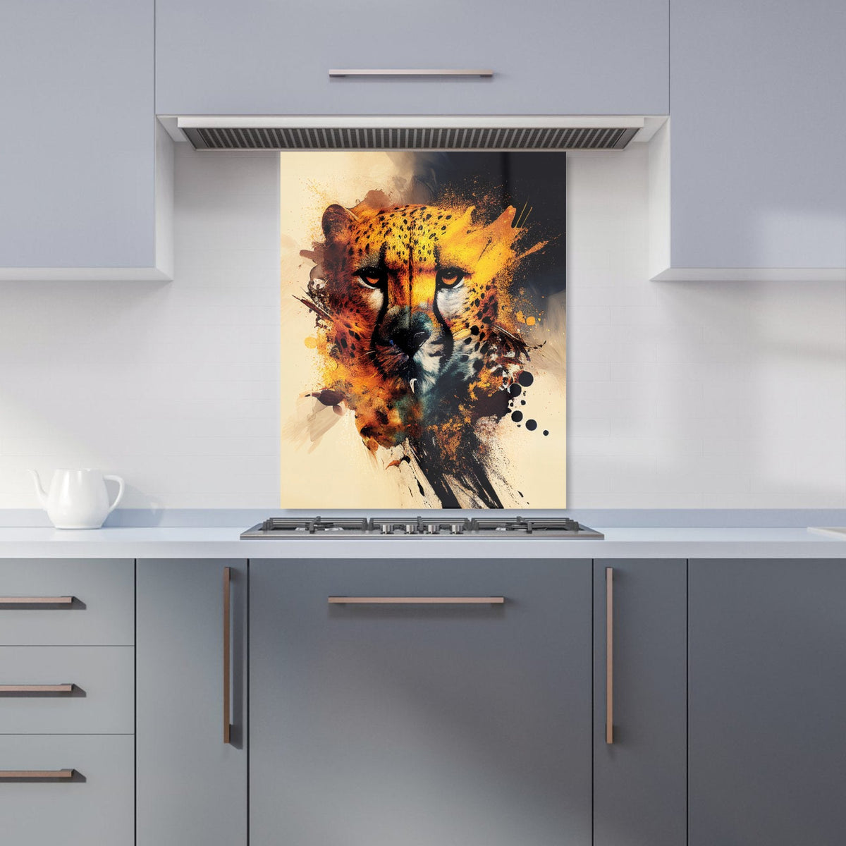 Cheetah Face Splashart Kitchen Splashback