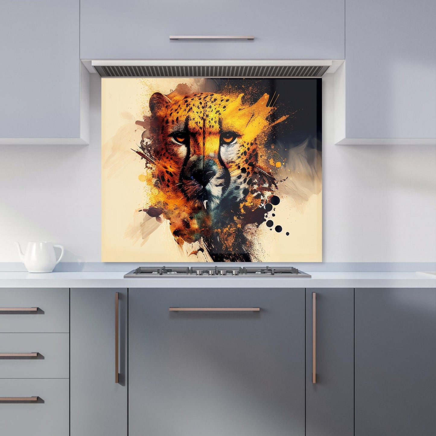 Cheetah Face Splashart Kitchen Splashback