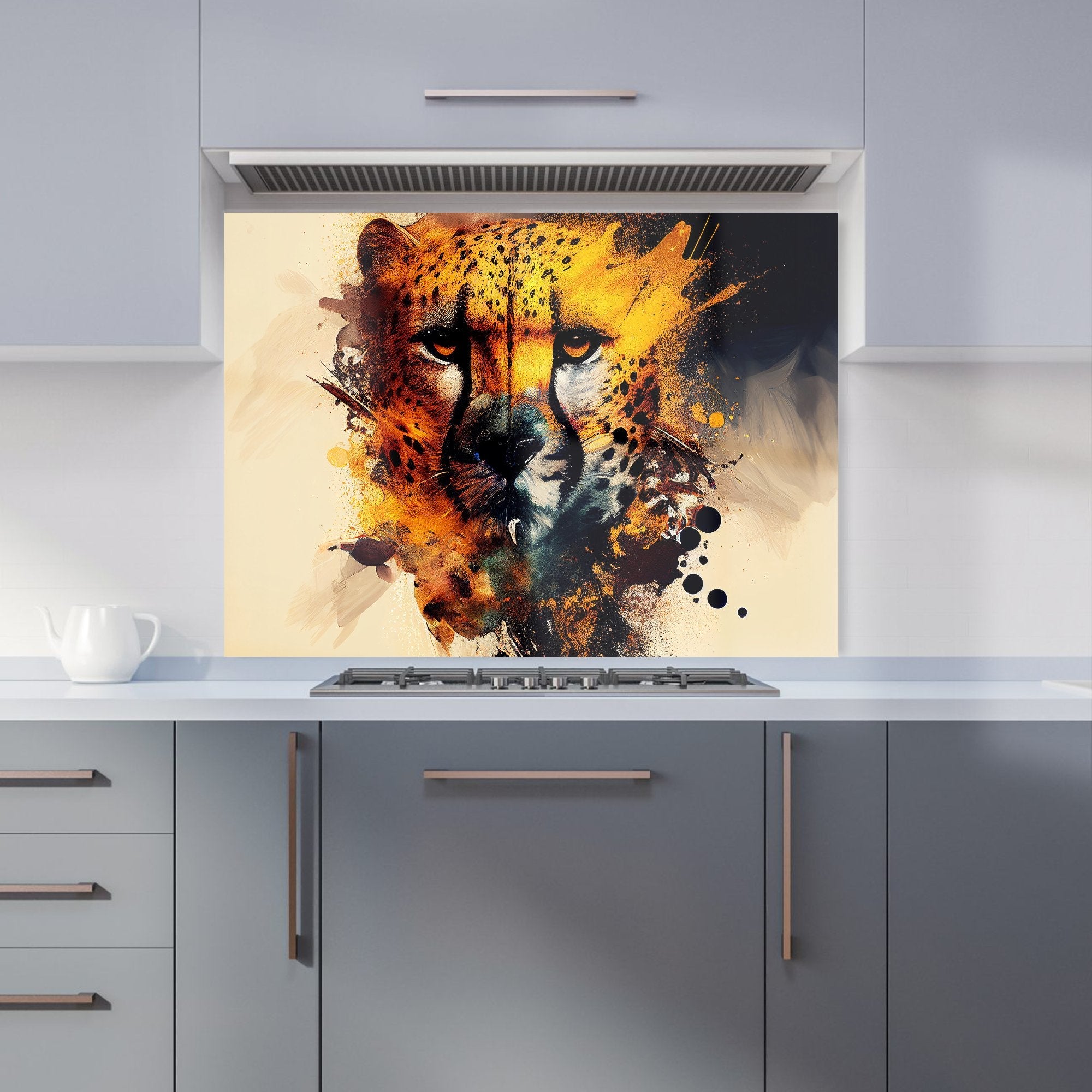 Cheetah Face Splashart Kitchen Splashback