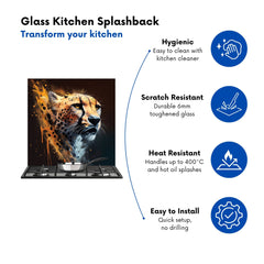 Cheetah Face Splashart Dark Background Kitchen Splashback