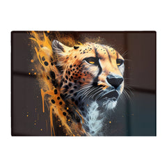 Cheetah Face Splashart Dark Background Glass Chopping Board