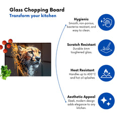 Cheetah Face Splashart Dark Background Glass Chopping Board