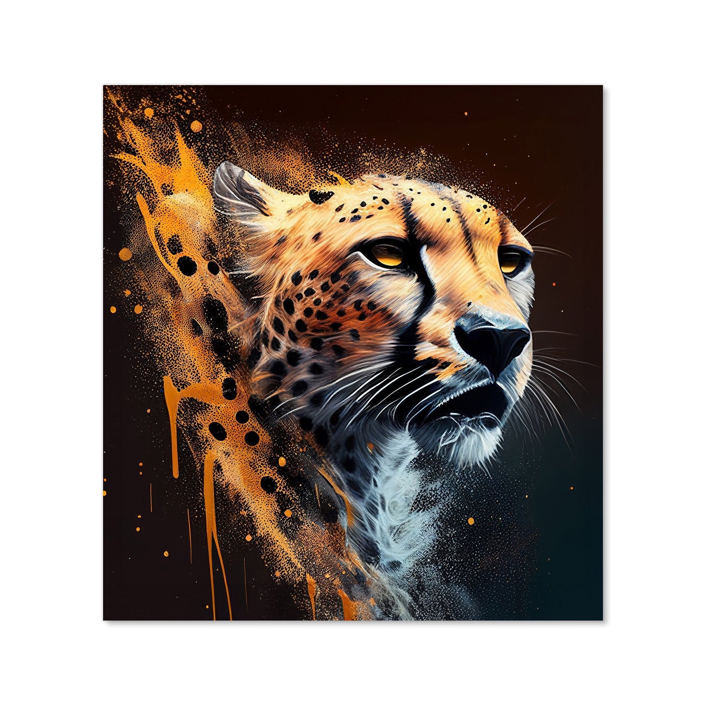 Cheetah Face Splashart Dark Background Kitchen Splashback