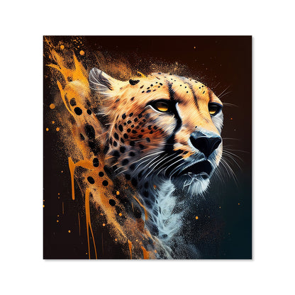 Cheetah Face Splashart Dark Background Kitchen Splashback