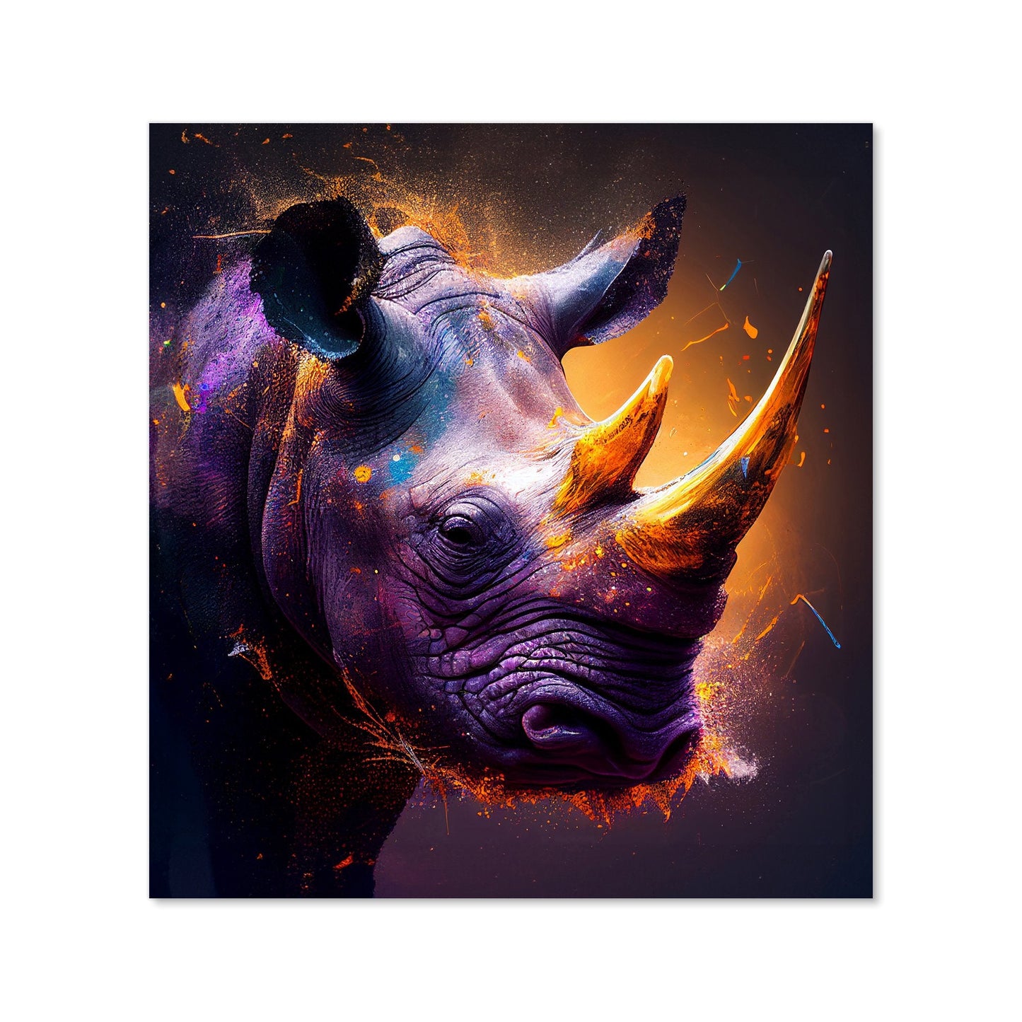 Golden Rhino Face Splashart Kitchen Splashback