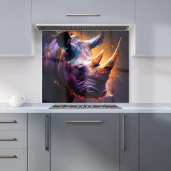 Golden Rhino Face Splashart Kitchen Splashback