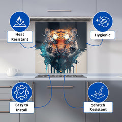 Tiger Face Splashart Kitchen Splashback