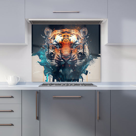 Tiger Face Splashart Kitchen Splashback