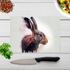 Hare Face Splashart Glass Chopping Board