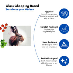 Hare Face Splashart Glass Chopping Board