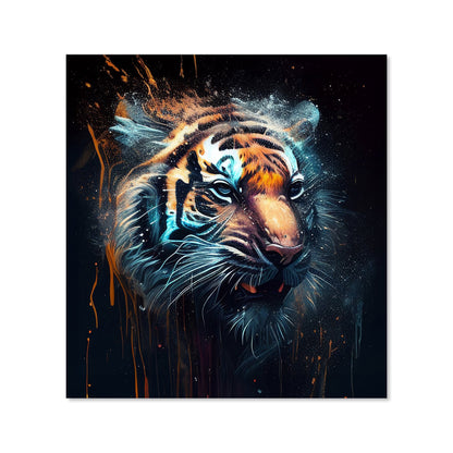 Tiger Face Splashart Dark Background Kitchen Splashback