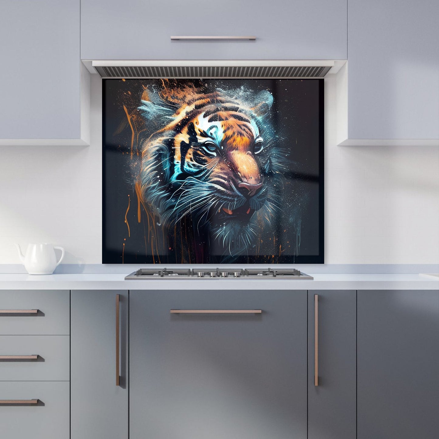 Tiger Face Splashart Dark Background Kitchen Splashback