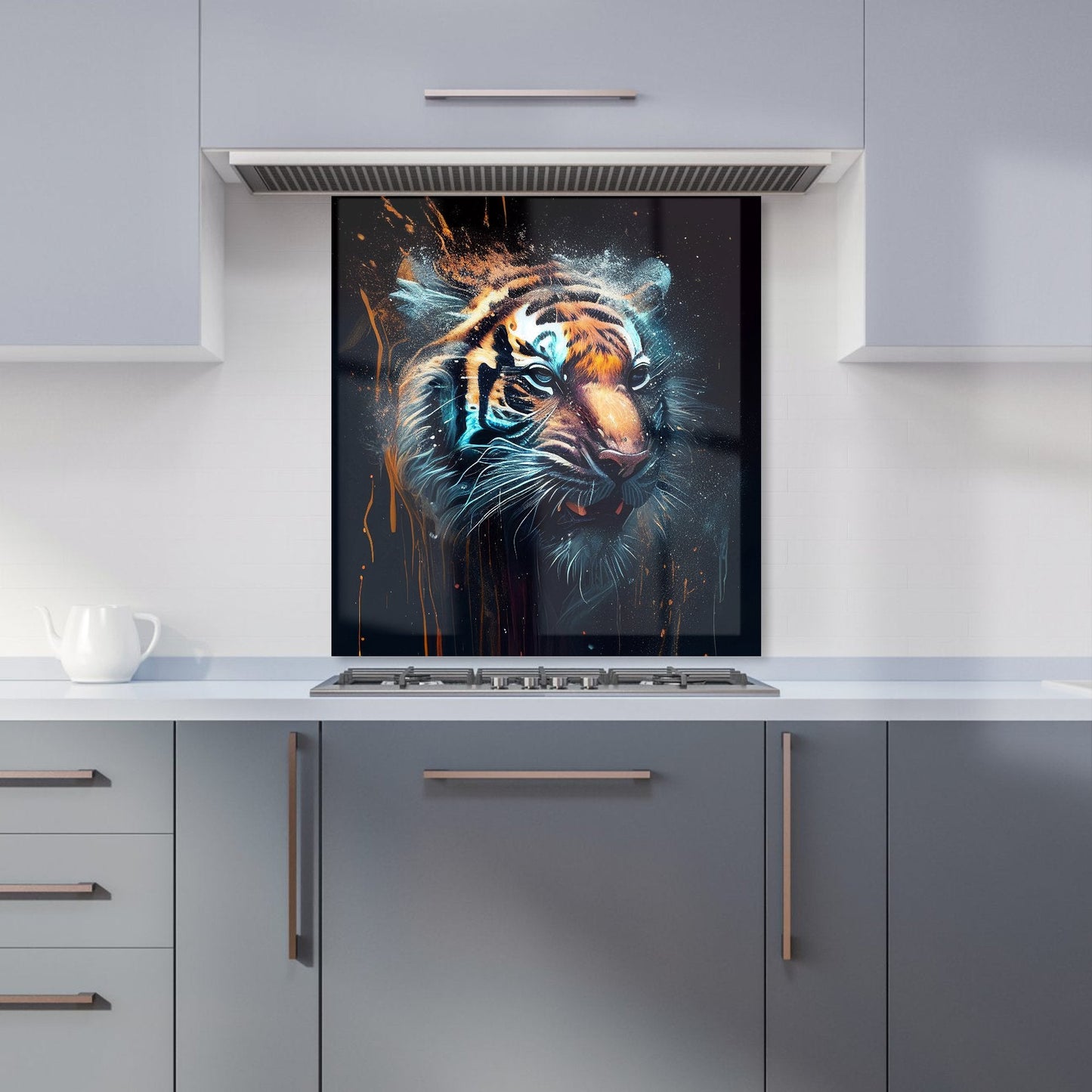 Tiger Face Splashart Dark Background Kitchen Splashback