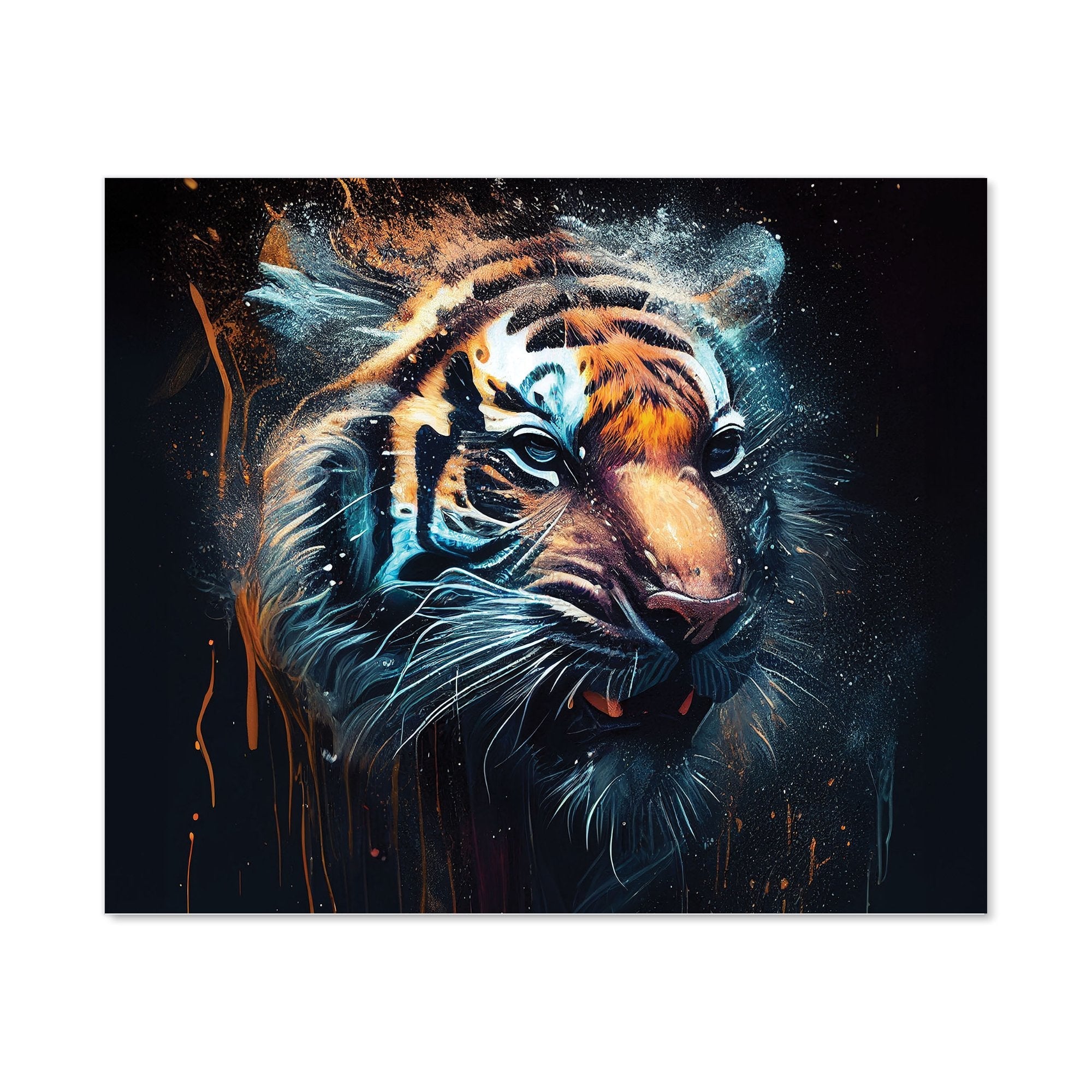 Tiger Face Splashart Dark Background Kitchen Splashback