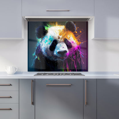 Panda Face Splashart Colourful Kitchen Splashback