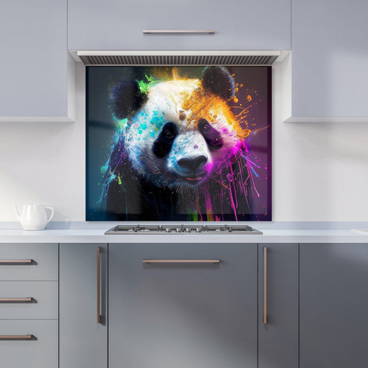 Panda Face Splashart Colourful Kitchen Splashback