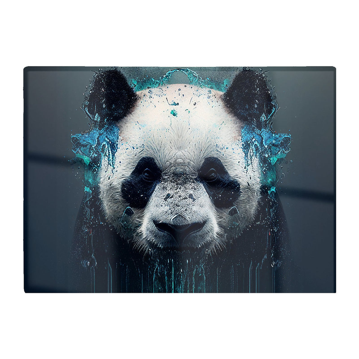 Panda Face Splashart Dark Background Glass Chopping Board