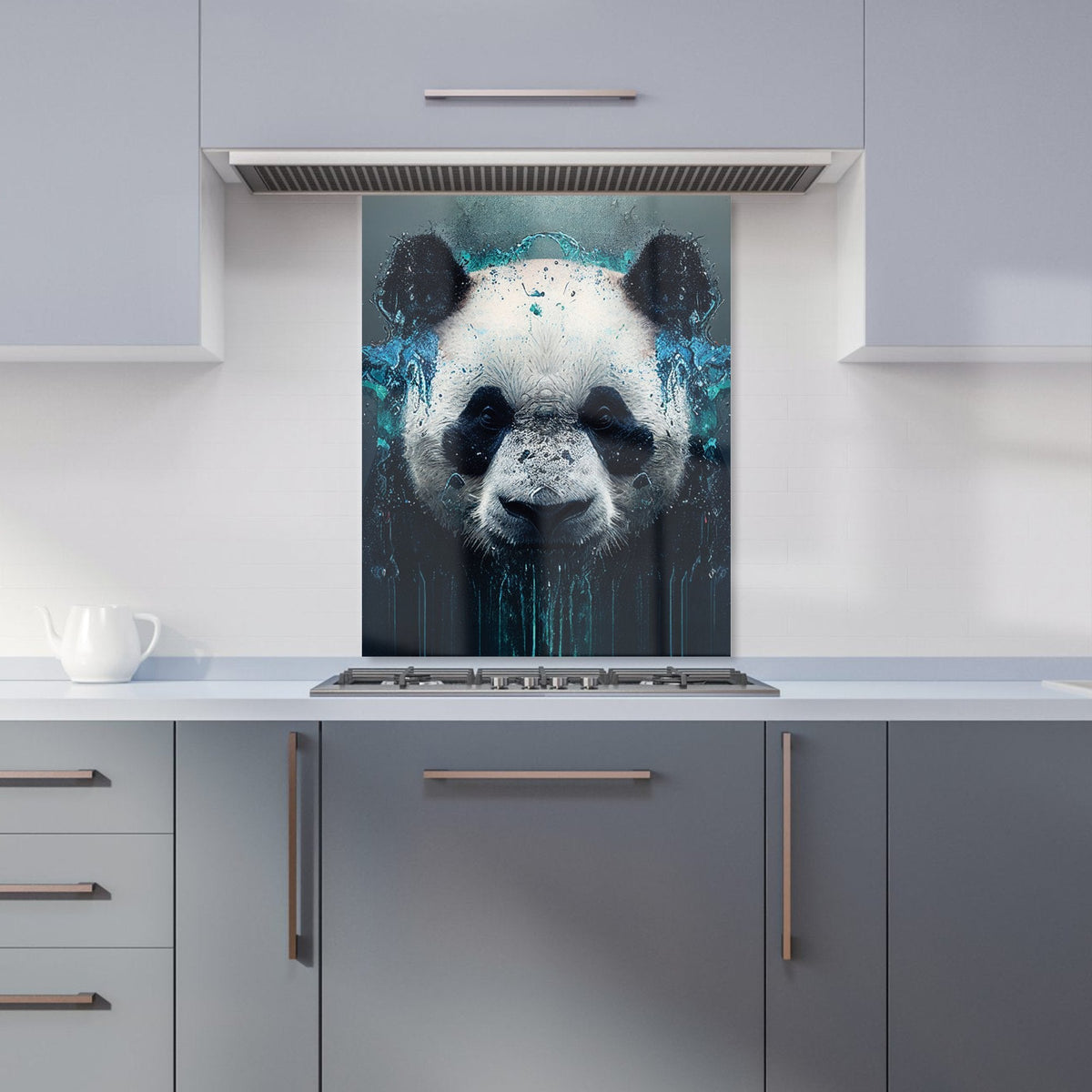 Panda Face Splashart Dark Background Kitchen Splashback