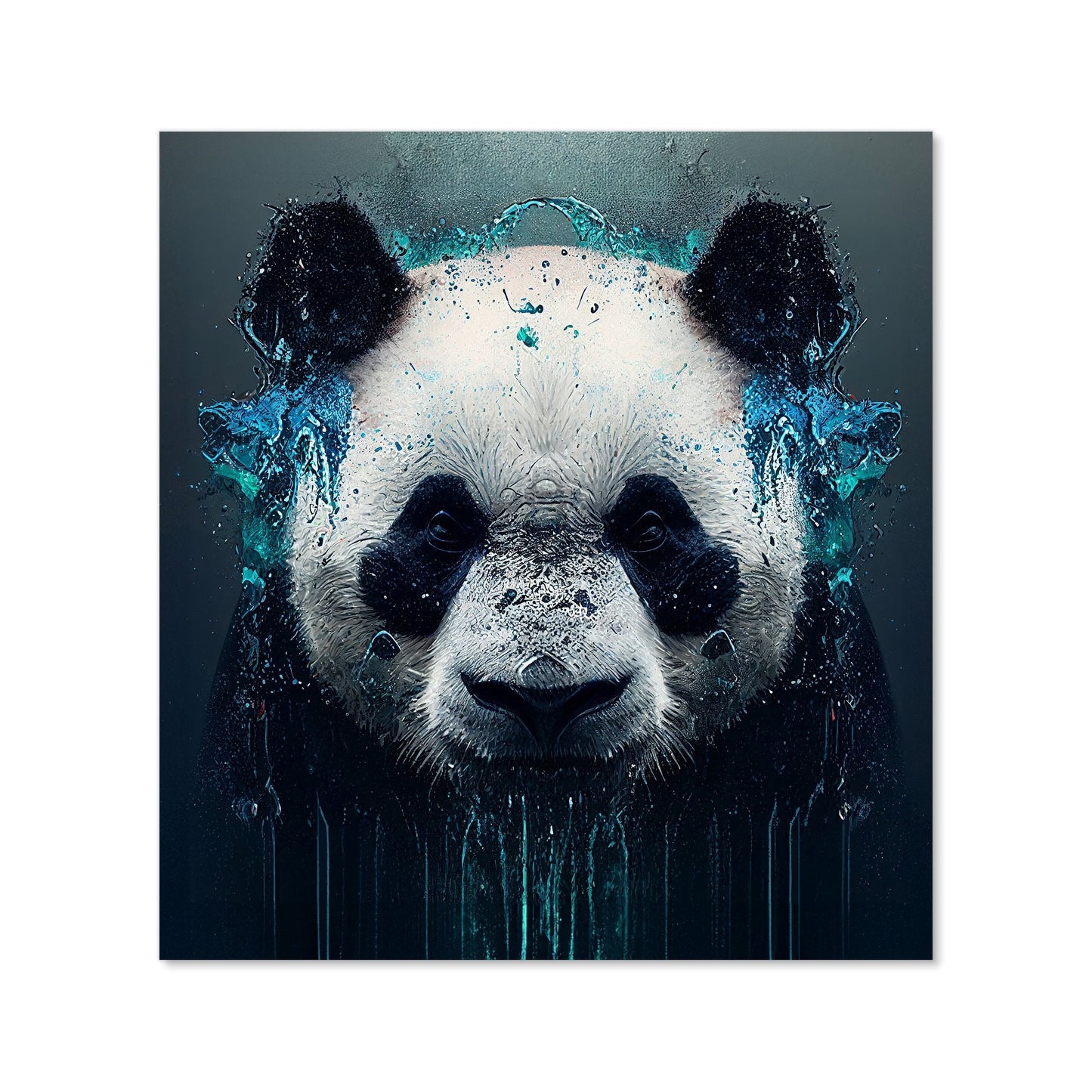 Panda Face Splashart Dark Background Kitchen Splashback