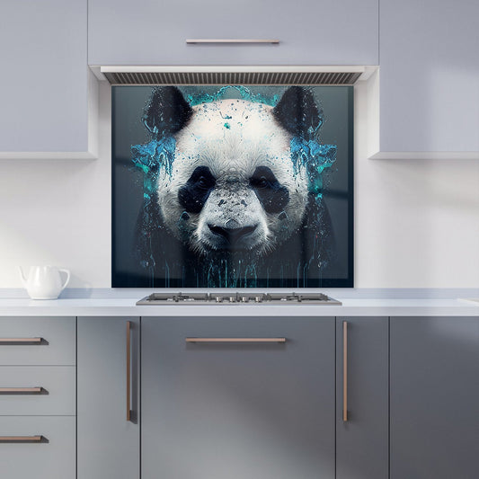 Panda Face Splashart Dark Background Kitchen Splashback