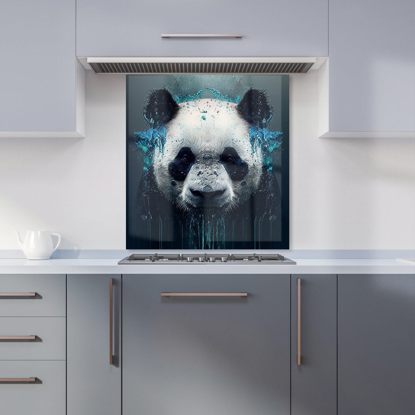 Panda Face Splashart Dark Background Kitchen Splashback