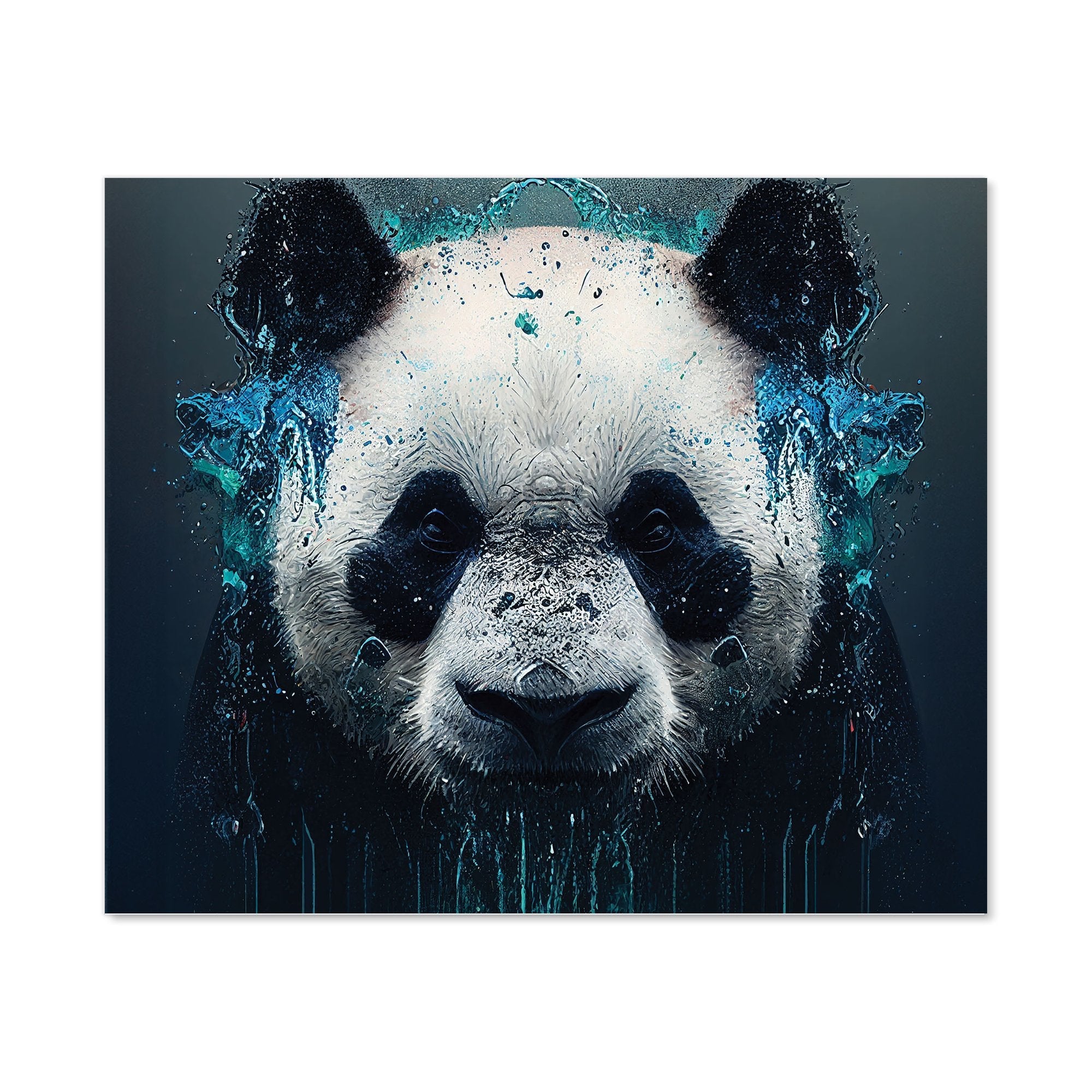 Panda Face Splashart Dark Background Kitchen Splashback
