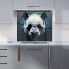 Panda Face Splashart Dark Background Kitchen Splashback