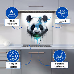 Panda Face Splashart Light Background Kitchen Splashback