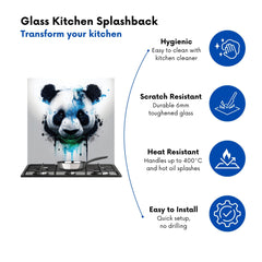 Panda Face Splashart Light Background Kitchen Splashback