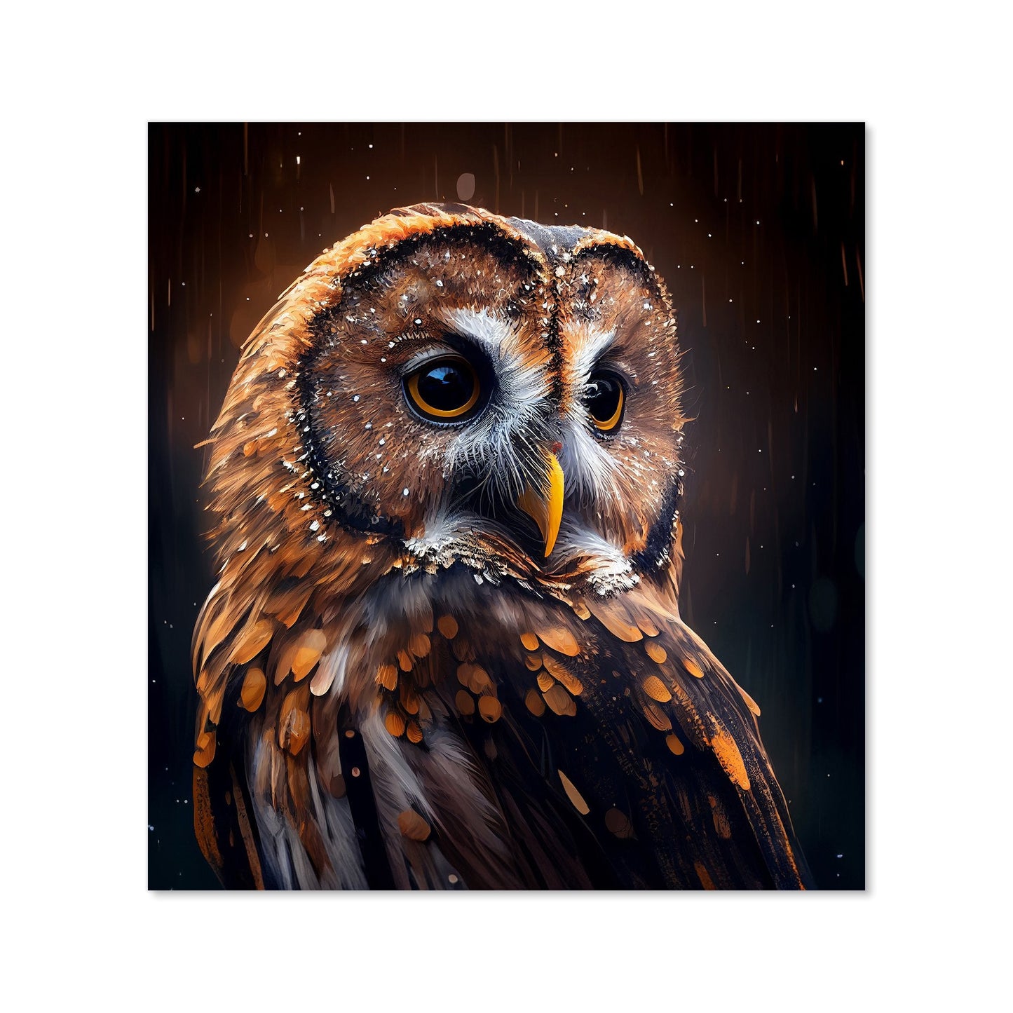 Tawny Owl Face Splashart Dark Background Kitchen Splashback