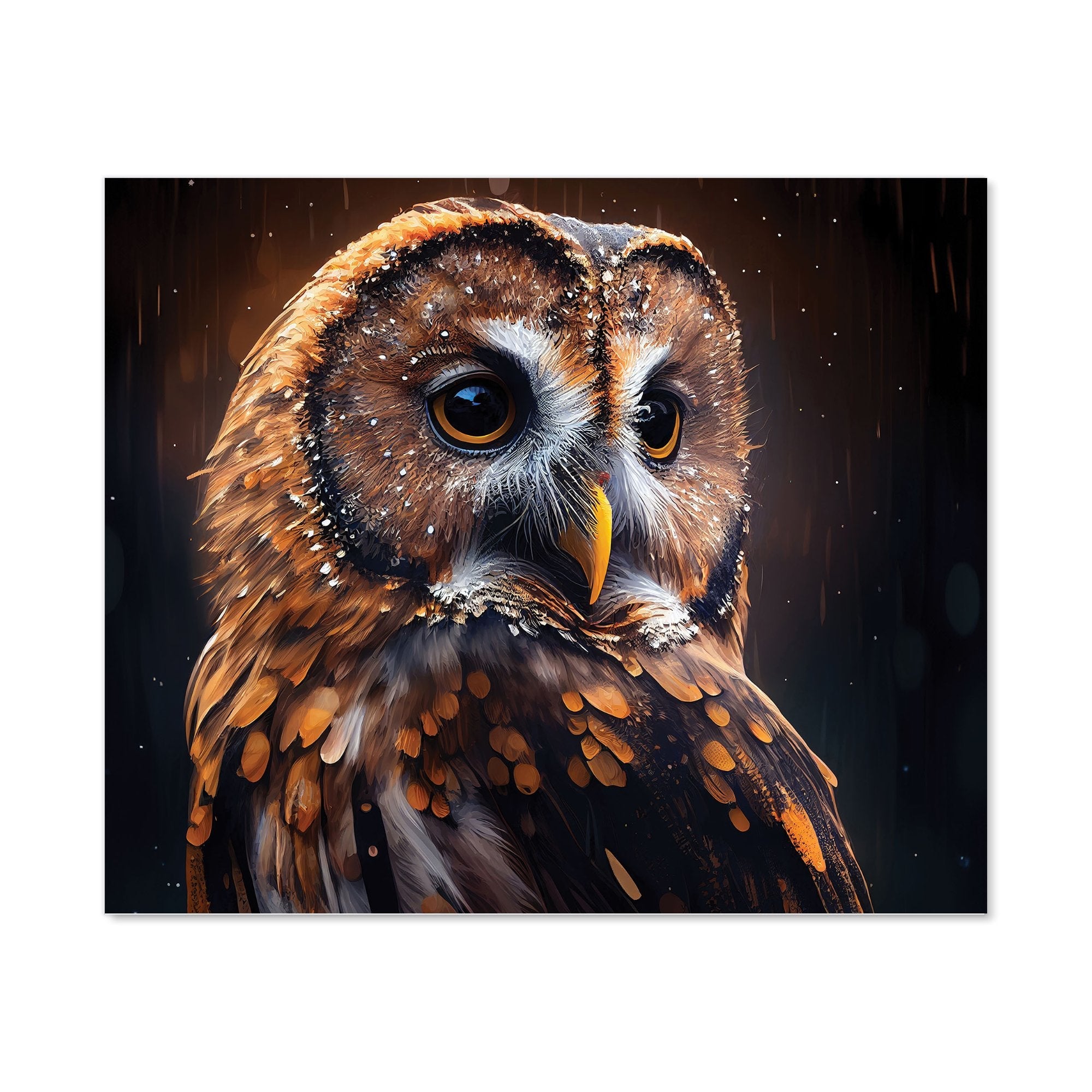 Tawny Owl Face Splashart Dark Background Kitchen Splashback