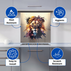 Majestic Lion Face Splashart Kitchen Splashback