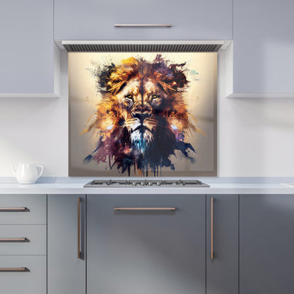 Majestic Lion Face Splashart Kitchen Splashback