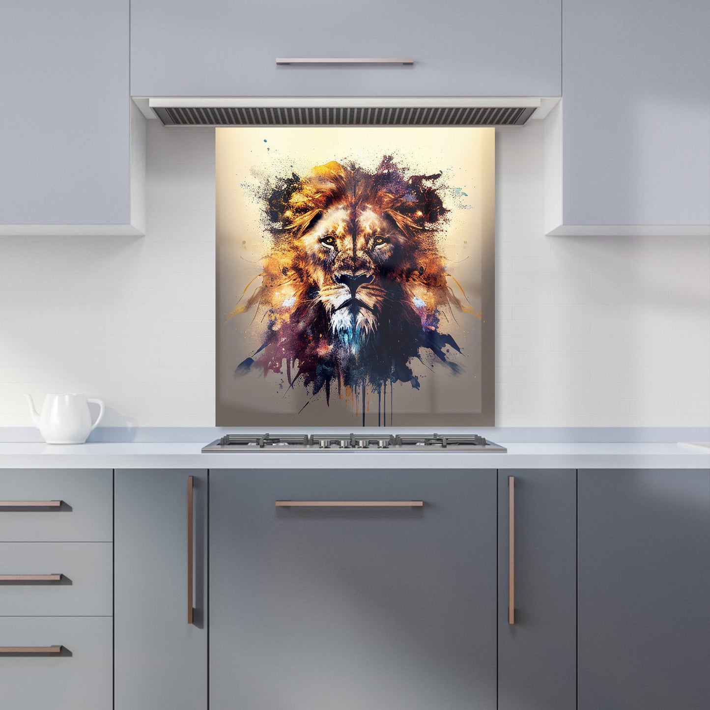 Majestic Lion Face Splashart Kitchen Splashback