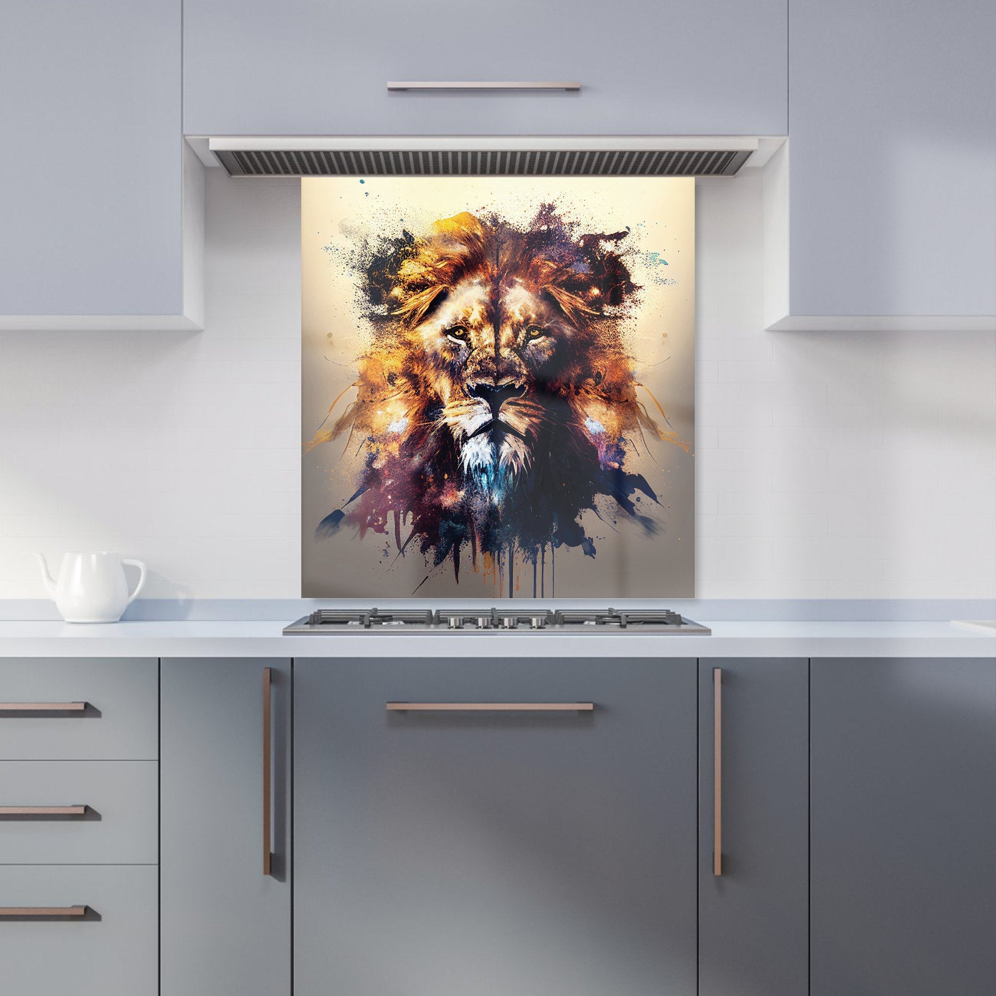 Majestic Lion Face Splashart Kitchen Splashback
