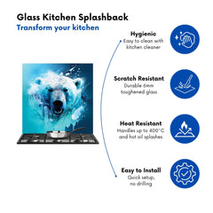 Polar Bear Face Splashart Kitchen Splashback