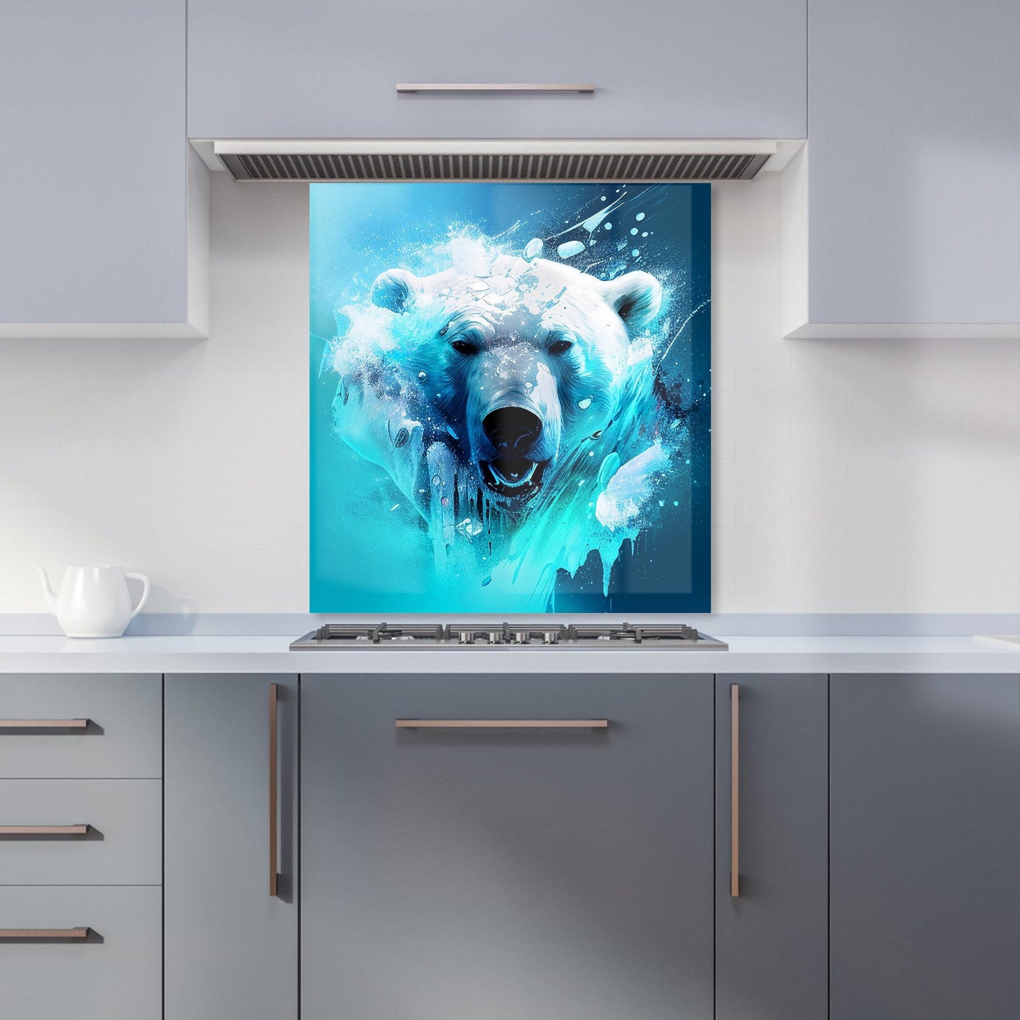 Polar Bear Face Splashart Kitchen Splashback