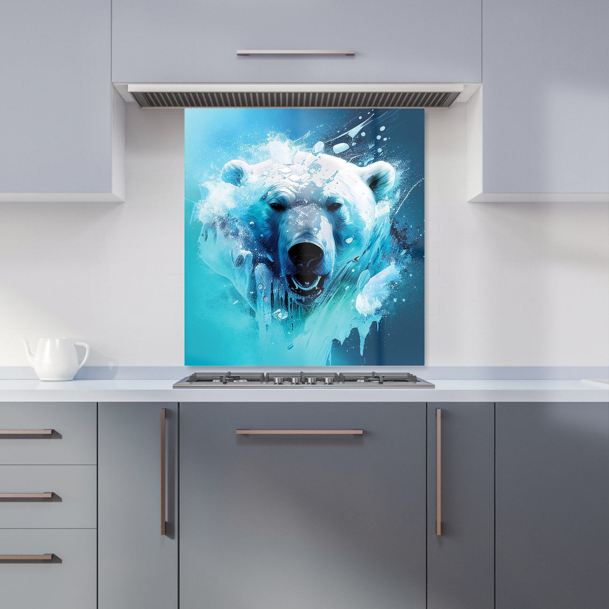 Polar Bear Face Splashart Kitchen Splashback