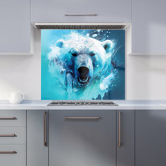 Polar Bear Face Splashart Kitchen Splashback
